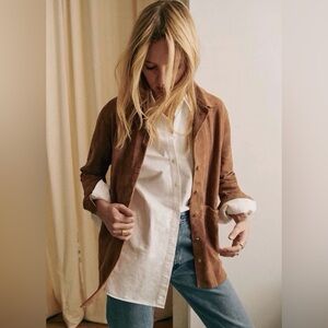 NWT SEZANE Will Jacket Chore Coat in Camel Suede Goat Leather - Sz XS - RARE!